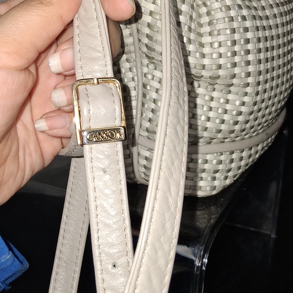 GANSON Chic Cream and Gray Woven Women's Backpack - Picture 10 of 16